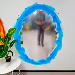 image-Blue and Orange Portal Aura Wall Stickers - Transparent Oval Decals with Vibrant Aura Effect for Game Room Decor
