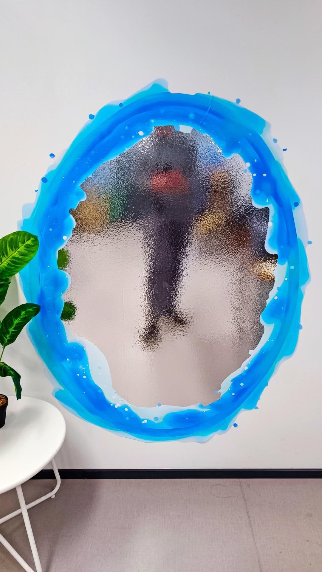 image-Blue and Orange Portal Aura Wall Stickers - Transparent Oval Decals with Vibrant Aura Effect for Game Room Decor