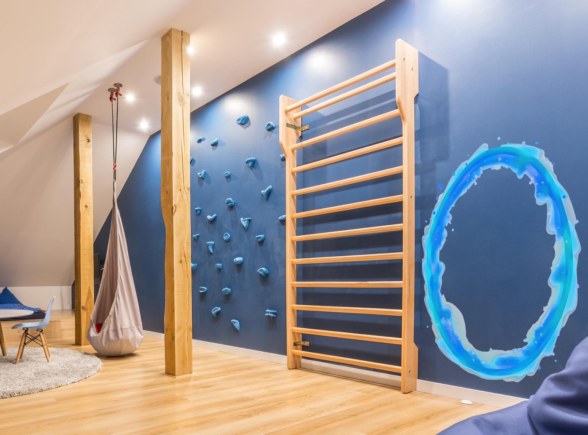 image-Blue and Orange Portal Aura Wall Stickers - Transparent Oval Decals with Vibrant Aura Effect for Game Room Decor