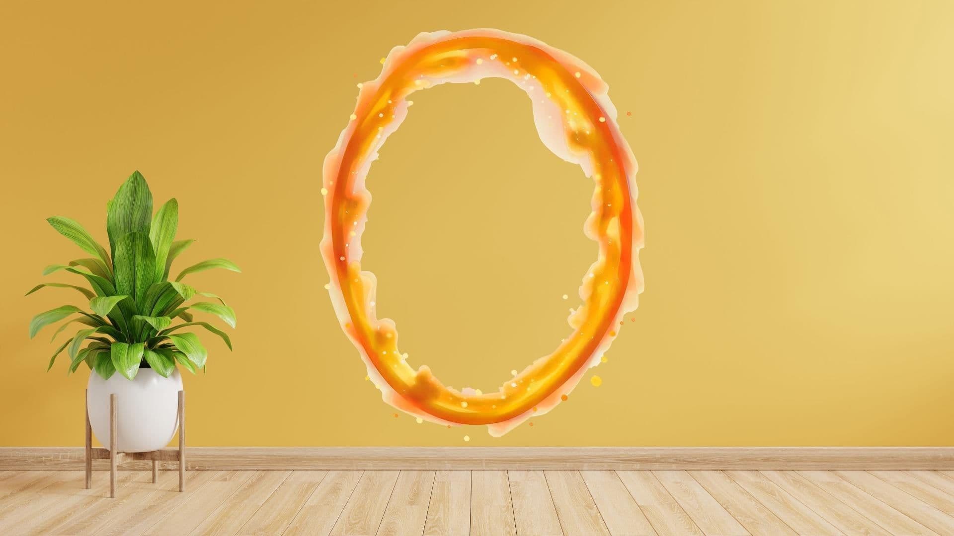 image-Custom Blue & Orange Portal Wall Stickers With Your own Image inside - Personalized Photo Inside, Vibrant Aura Oval Decals for Gamer and Geek Room Decor