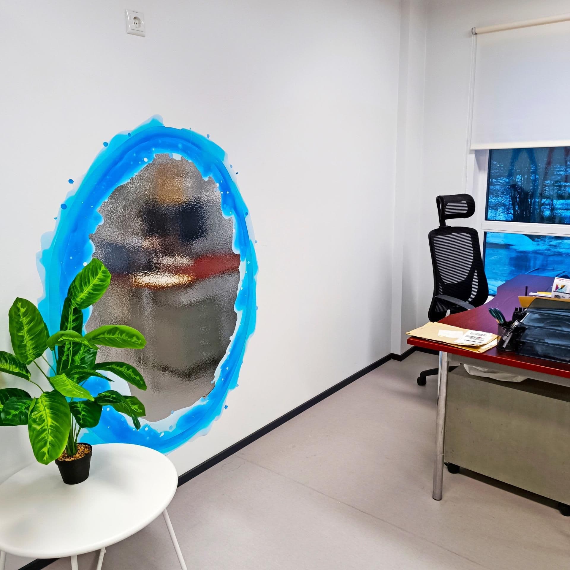 image-Custom Blue & Orange Portal Wall Stickers With Your own Image inside - Personalized Photo Inside, Vibrant Aura Oval Decals for Gamer and Geek Room Decor