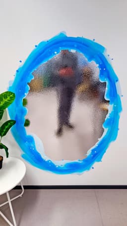 image-Custom Blue & Orange Portal Wall Stickers With Your own Image inside - Personalized Photo Inside, Vibrant Aura Oval Decals for Gamer and Geek Room Decor