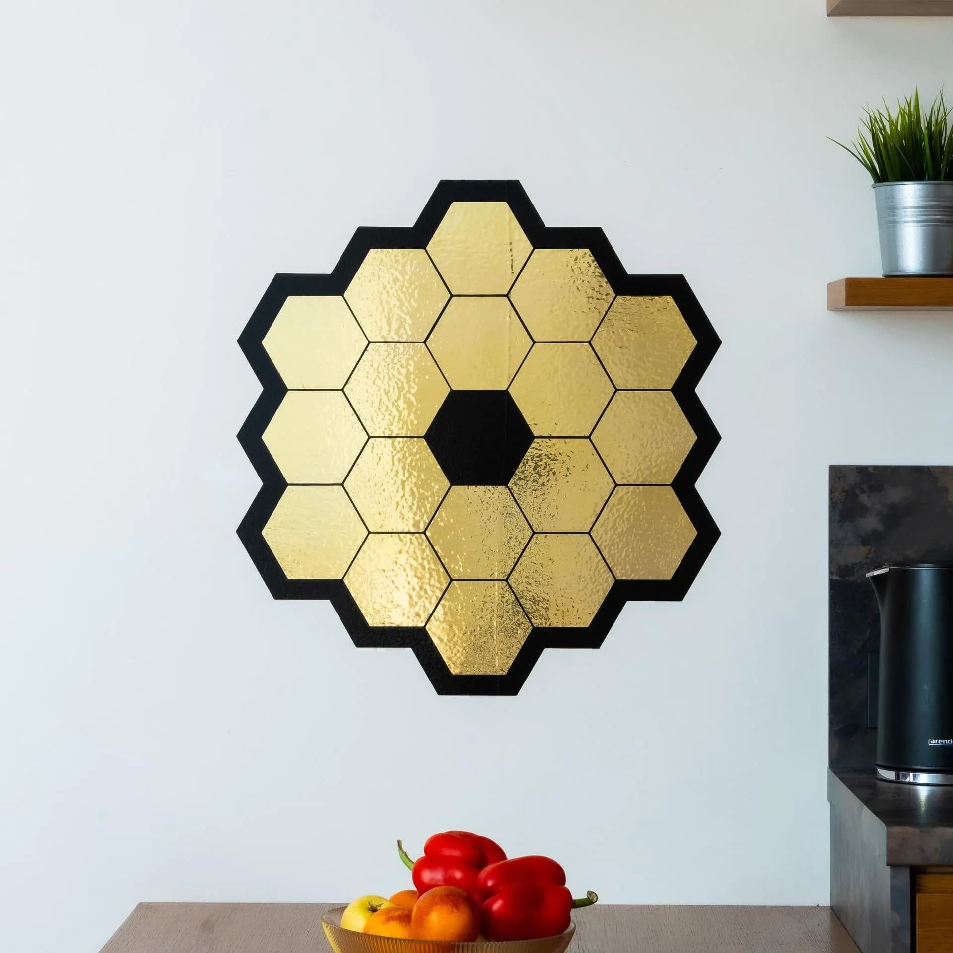 image-James Webb Space Telescope Mirror Wall Sticker - Gold Chrome Vinyl Space Decal - Universe jwst Room Decor - Perfect Astronomy Geek Gift