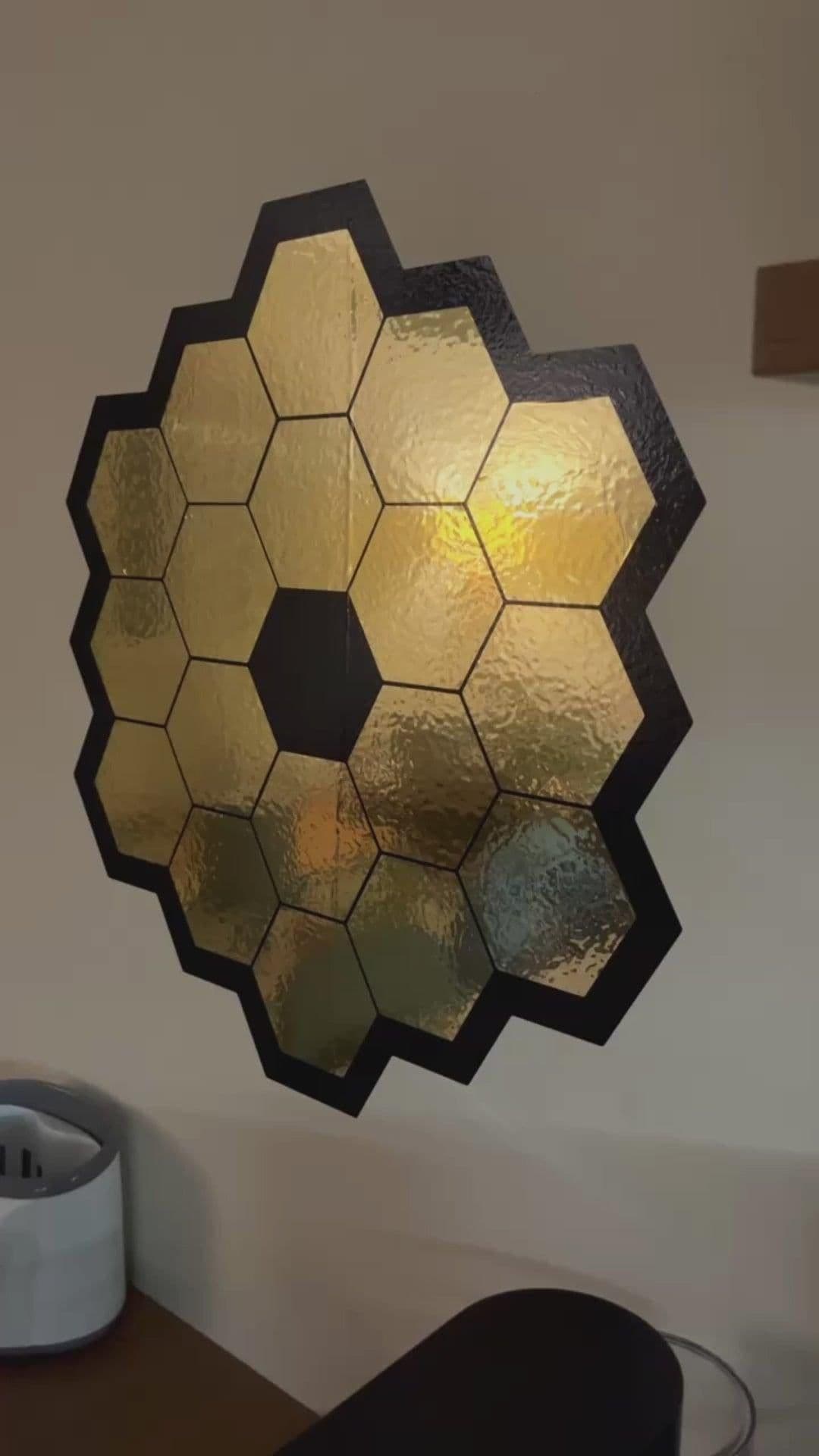 image-James Webb Space Telescope Mirror Wall Sticker - Gold Chrome Vinyl Space Decal - Universe jwst Room Decor - Perfect Astronomy Geek Gift