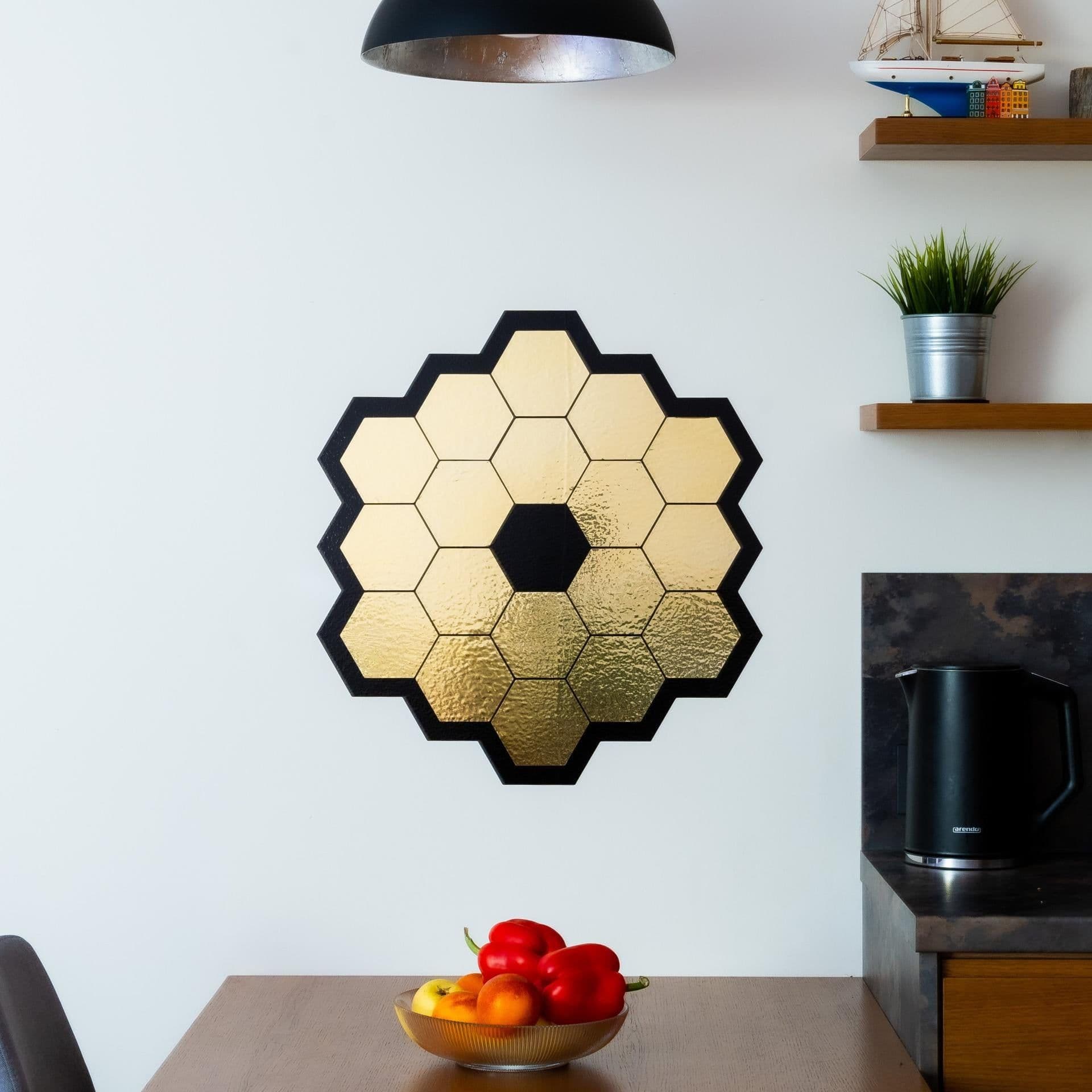 image-James Webb Space Telescope Mirror Wall Sticker - Gold Chrome Vinyl Space Decal - Universe jwst Room Decor - Perfect Astronomy Geek Gift