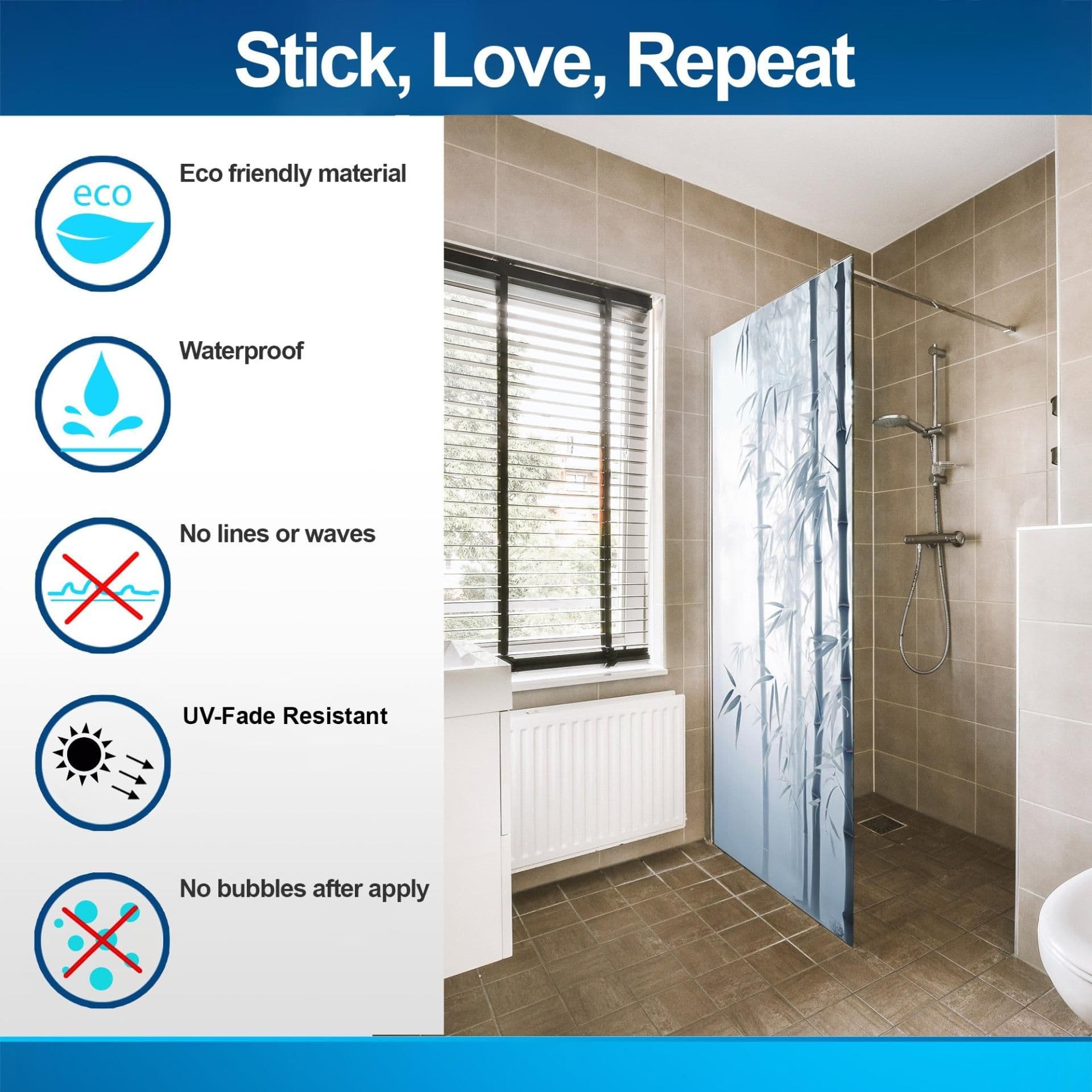 image-Shower Door Decal Tranquil Bamboo Forest - Ethereal Misty Reed Sticker for Bathroom Privacy