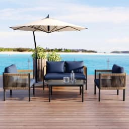 image-Multi-person Outdoor Sofa Combination with A Table, Suitable for Garden, Backyard and Balconies