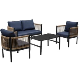 image-Multi-person Outdoor Sofa Combination with A Table, Suitable for Garden, Backyard and Balconies