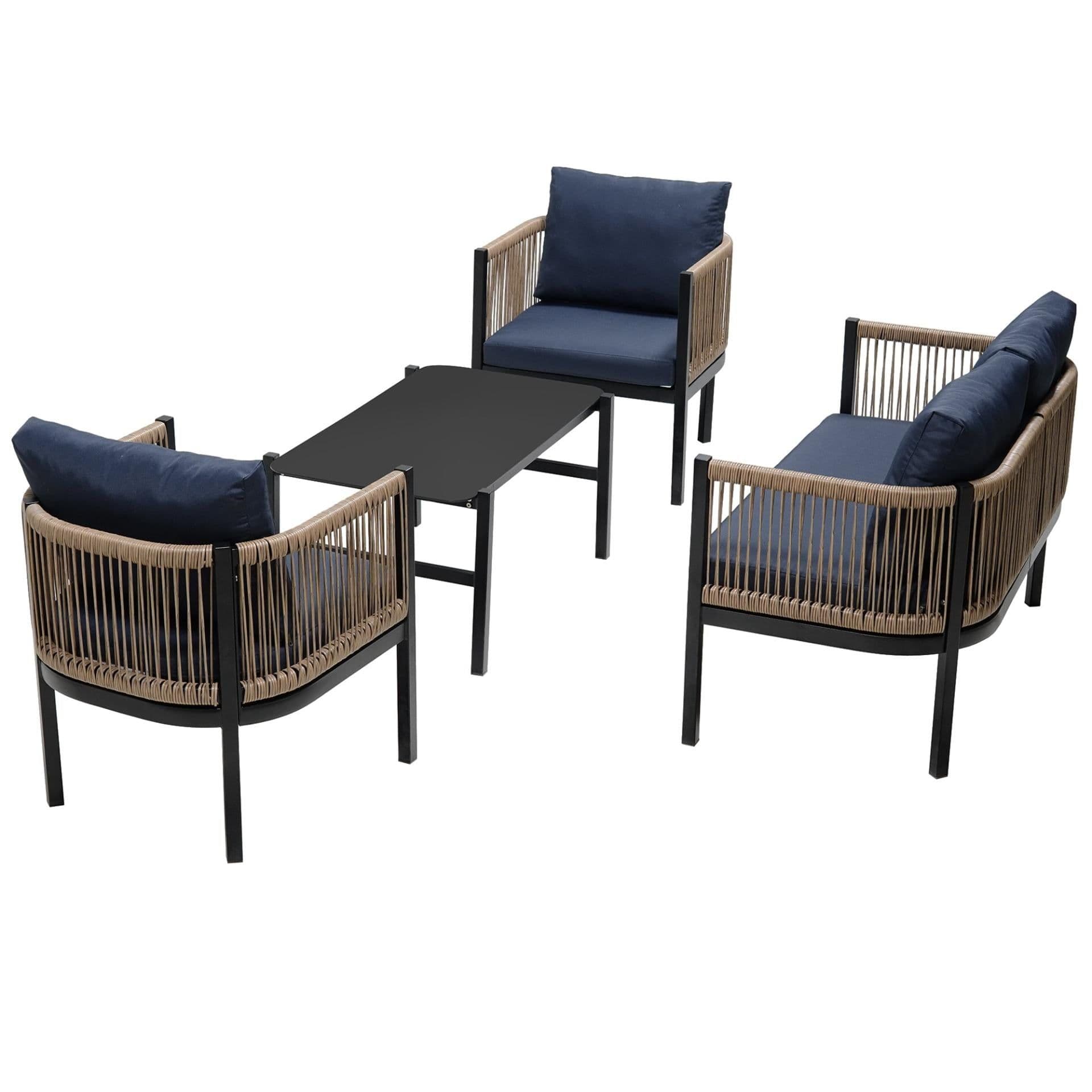 image-Multi-person Outdoor Sofa Combination with A Table, Suitable for Garden, Backyard and Balconies