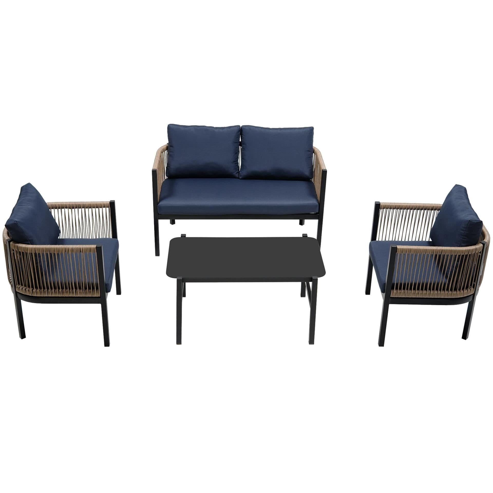 image-Multi-person Outdoor Sofa Combination with A Table, Suitable for Garden, Backyard and Balconies