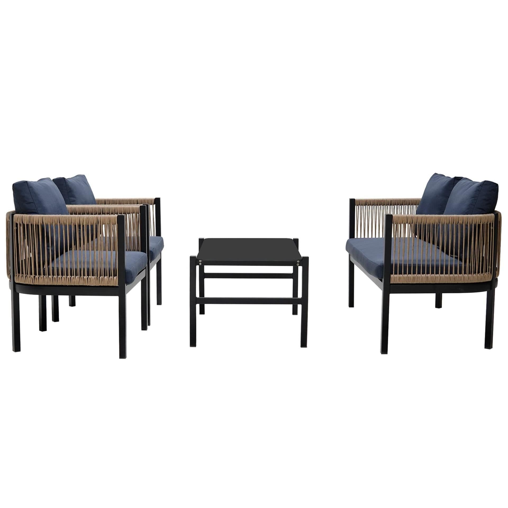 image-Multi-person Outdoor Sofa Combination with A Table, Suitable for Garden, Backyard and Balconies