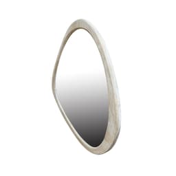 image-Solid Wood Mirror 45 Inch Asymmetrical Wall Mirror Wooden Framed Mirror Large Sized Dressing Mirror, for Living Room, Bedroom, Bathroom, Hallway or Entry Way, Natural Wood Washed