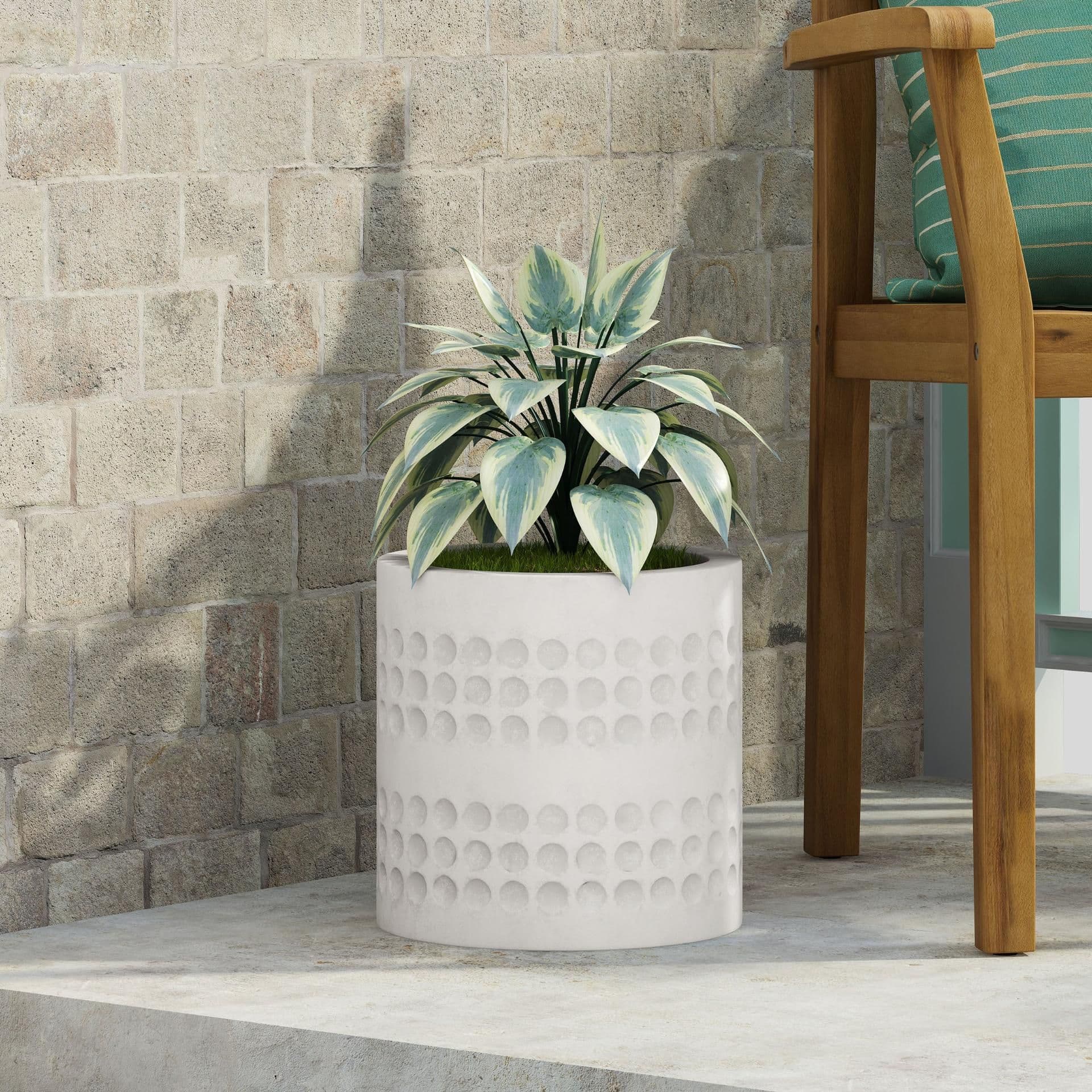 image-10-inch Cube Antique White MGO Planter