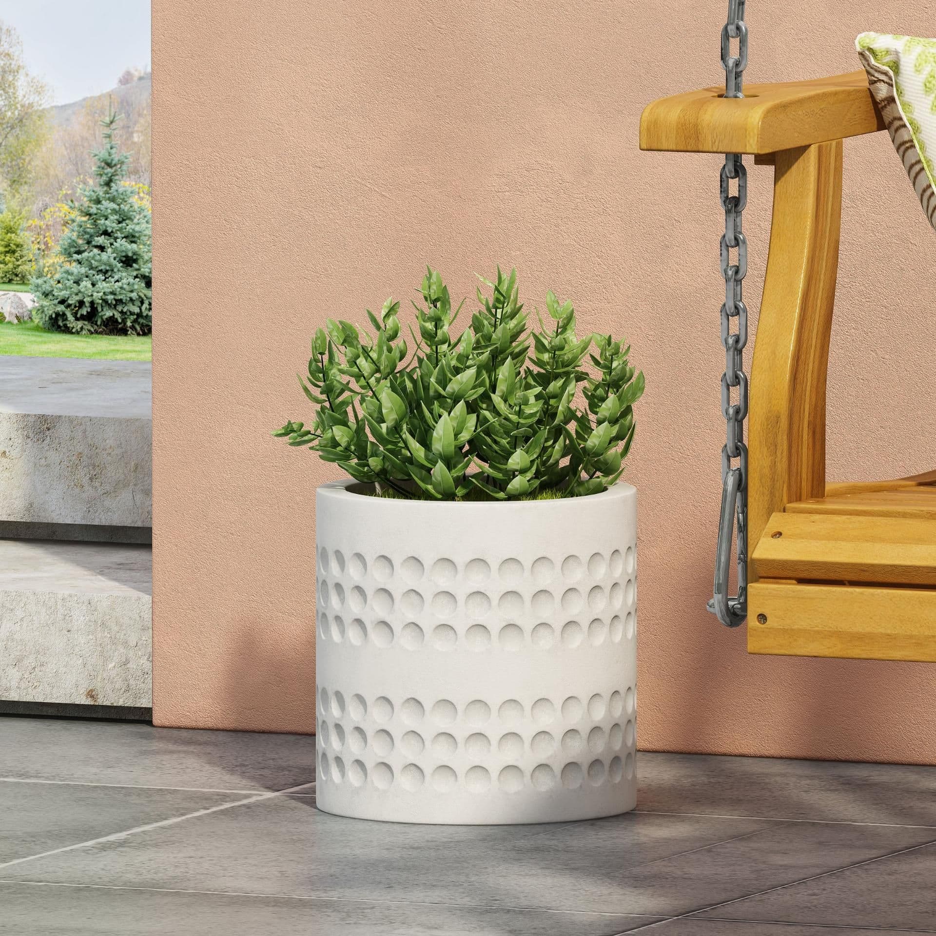 image-10-inch Cube Antique White MGO Planter