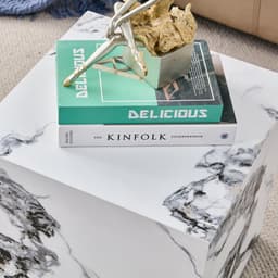 image-Modern white MDF+sticker material cube stylish texture design coffee table -15.75 inches