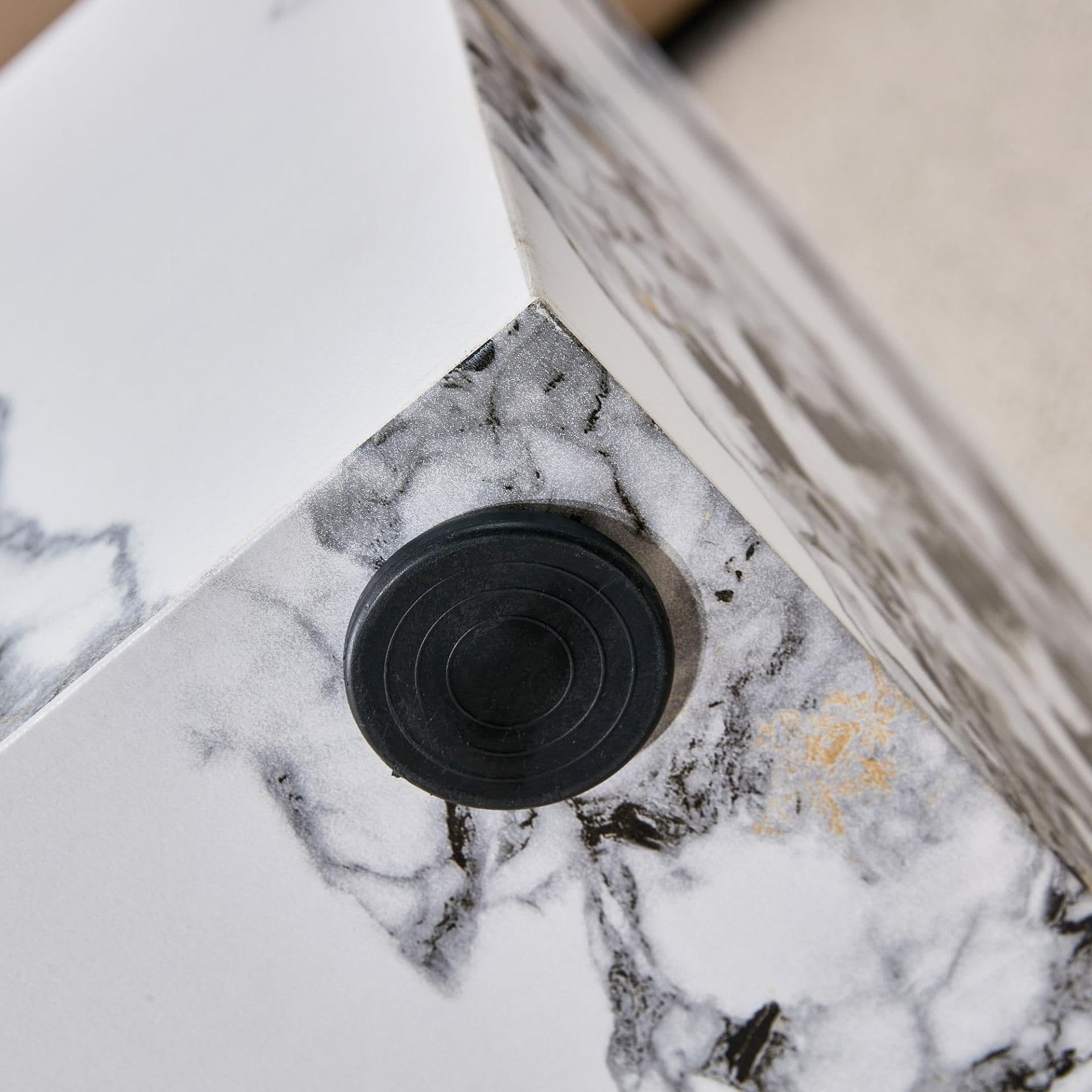 image-Modern white MDF+sticker material cube stylish texture design coffee table -15.75 inches