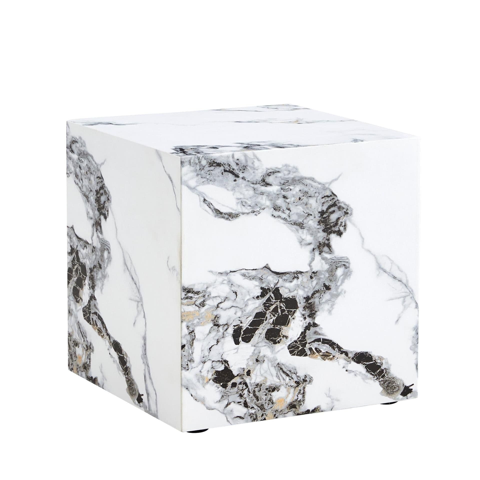 image-Modern white MDF+sticker material cube stylish texture design coffee table -15.75 inches