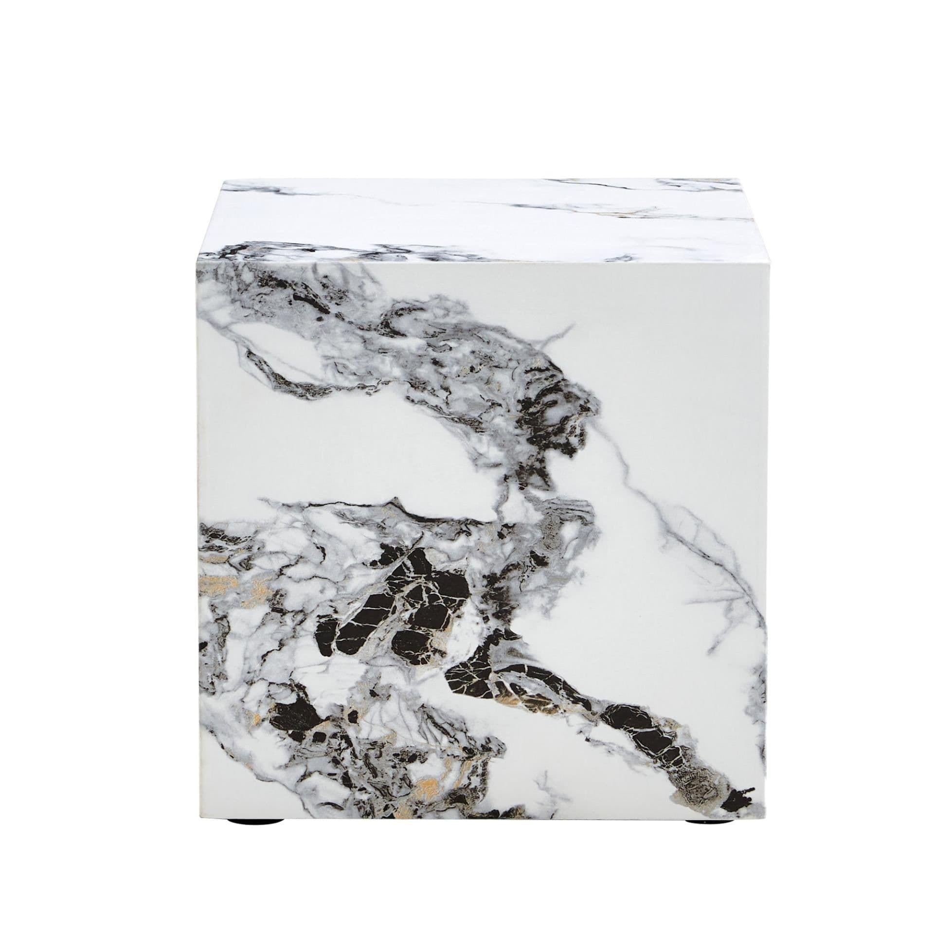 image-Modern white MDF+sticker material cube stylish texture design coffee table -15.75 inches