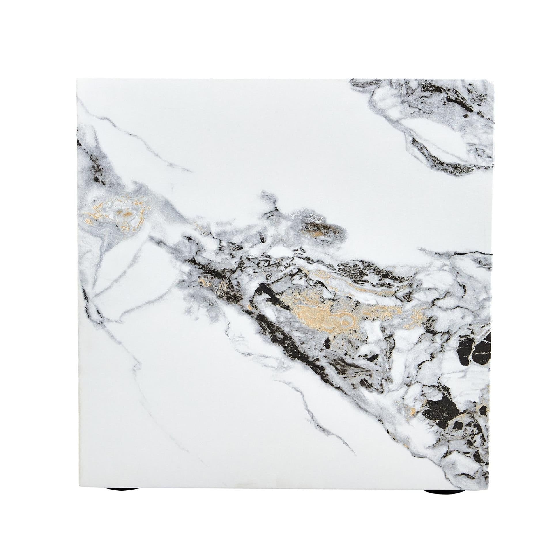 image-Modern white MDF+sticker material cube stylish texture design coffee table -15.75 inches
