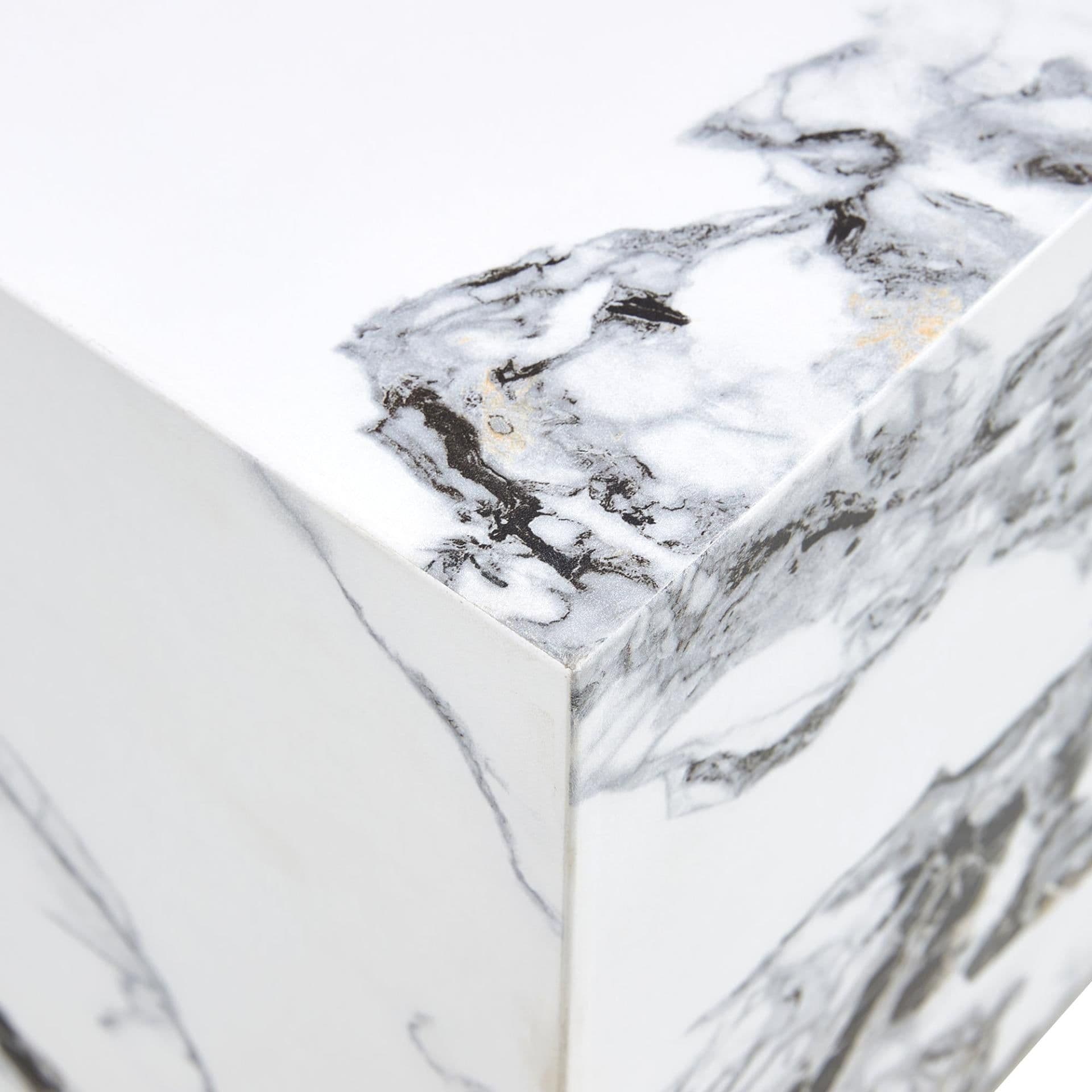 image-Modern white MDF+sticker material cube stylish texture design coffee table -15.75 inches