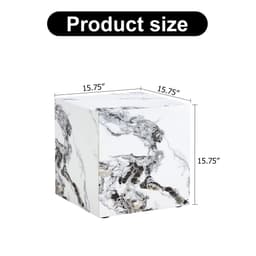 image-Modern white MDF+sticker material cube stylish texture design coffee table -15.75 inches