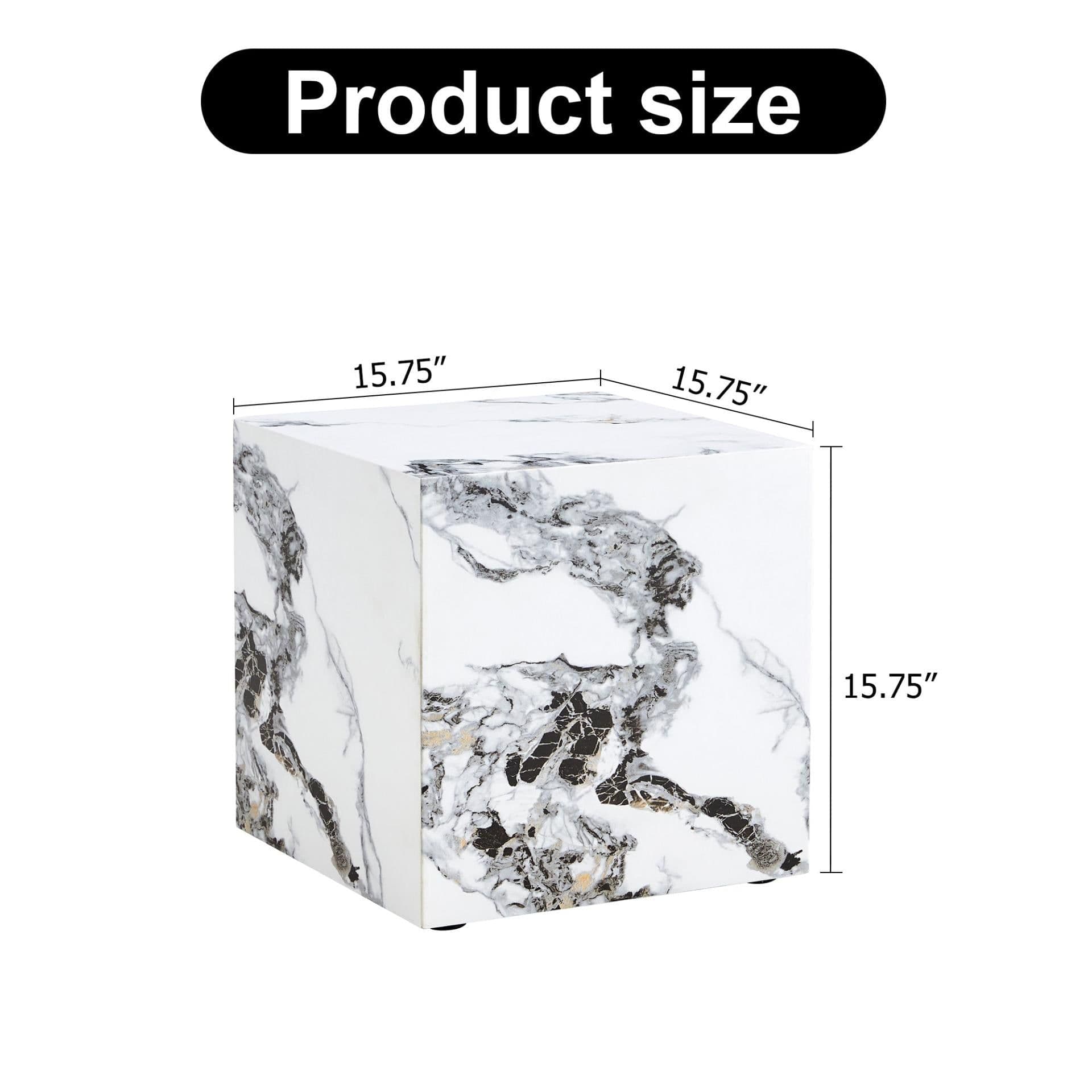 image-Modern white MDF+sticker material cube stylish texture design coffee table -15.75 inches