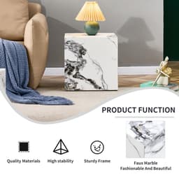 image-Modern white MDF+sticker material cube stylish texture design coffee table -15.75 inches