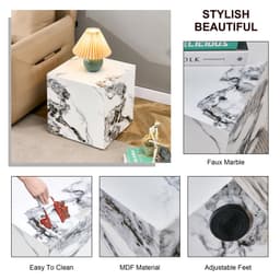 image-Modern white MDF+sticker material cube stylish texture design coffee table -15.75 inches