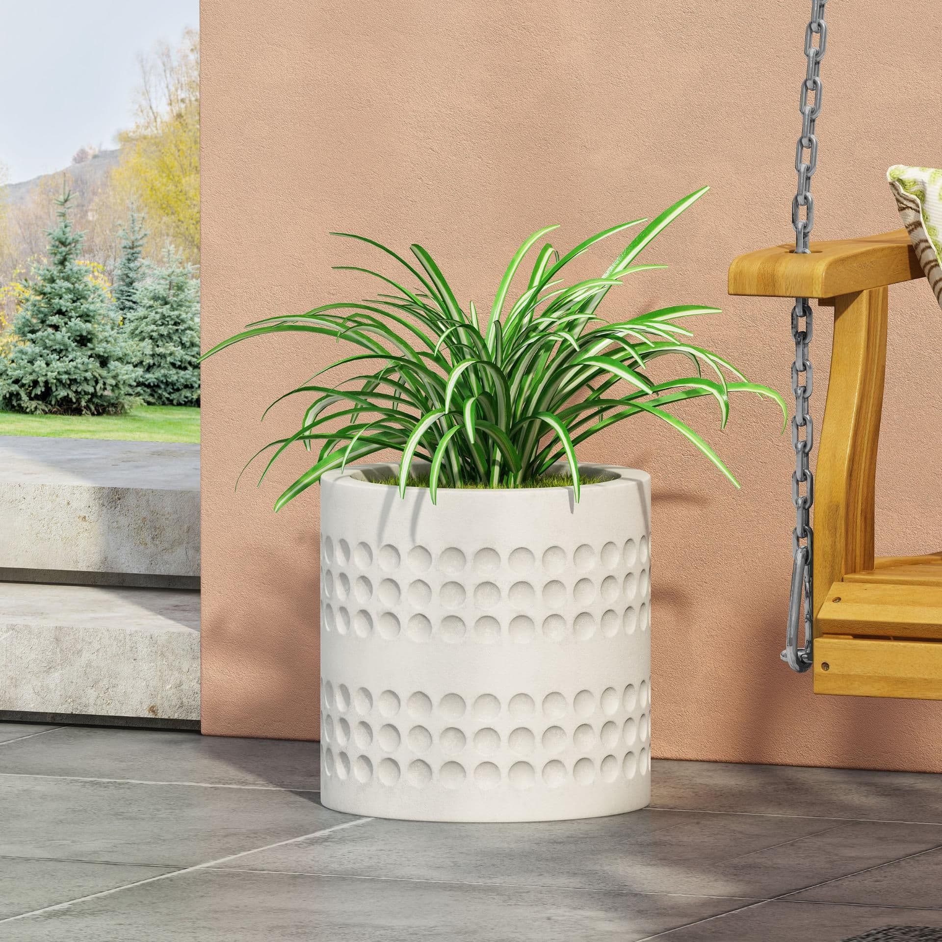 image-13-Inch cube Antique White MGO Planter