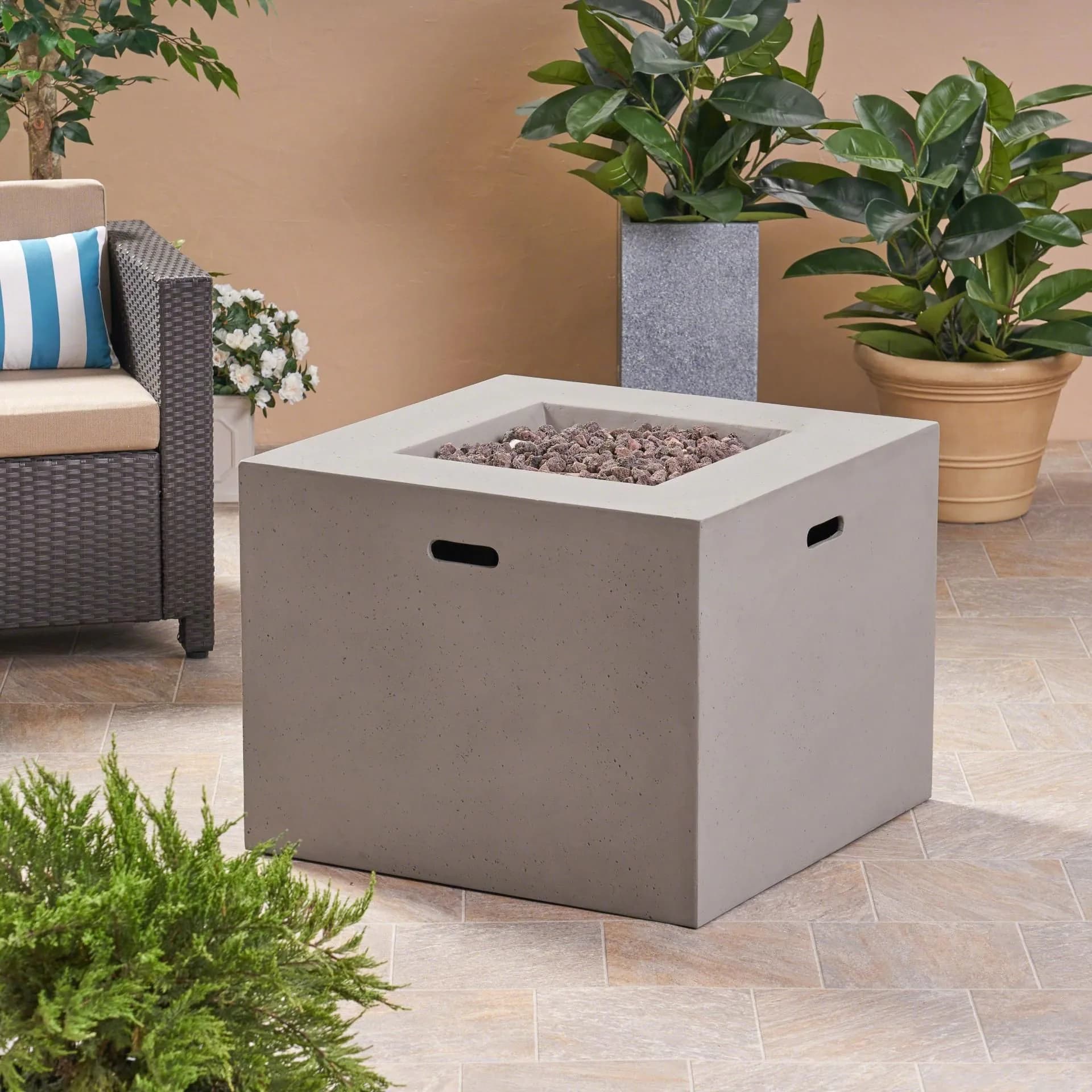 image-AIDAN 31' Square Fire Pit 40,000 BTU Light Grey Magnesium Oxide 31.25'