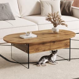 image-Elegant Coffee Table with Double Drawers and Transparent Glass Sides in MDF and Glass
