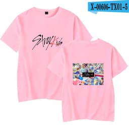 image-Stray Kids Korean Version Unisex Short Sleeve T Shirt Pink Factory Direct