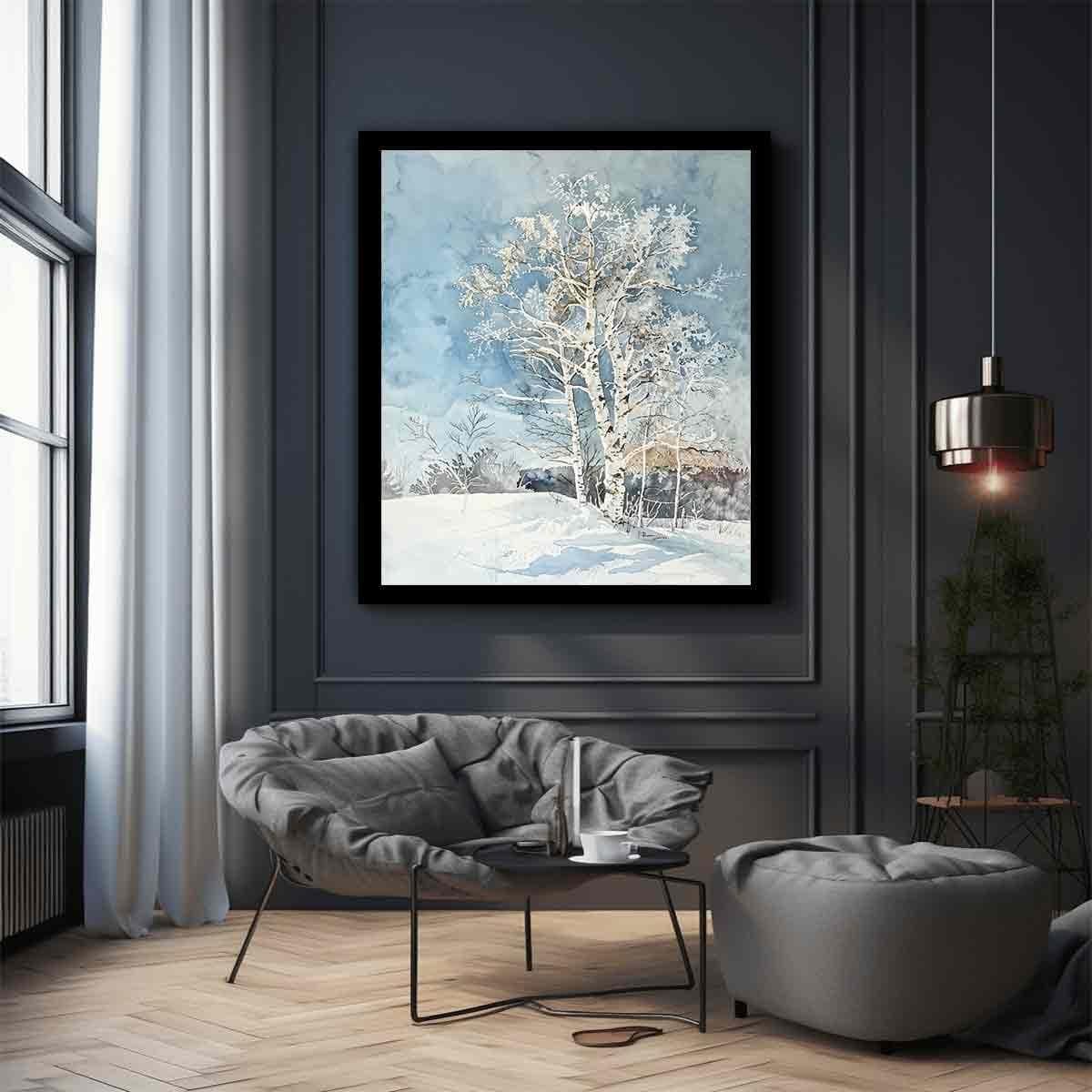 image-White Tree Snow Art Painting