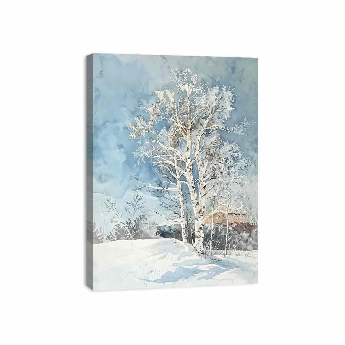 image-White Tree Snow Art Painting
