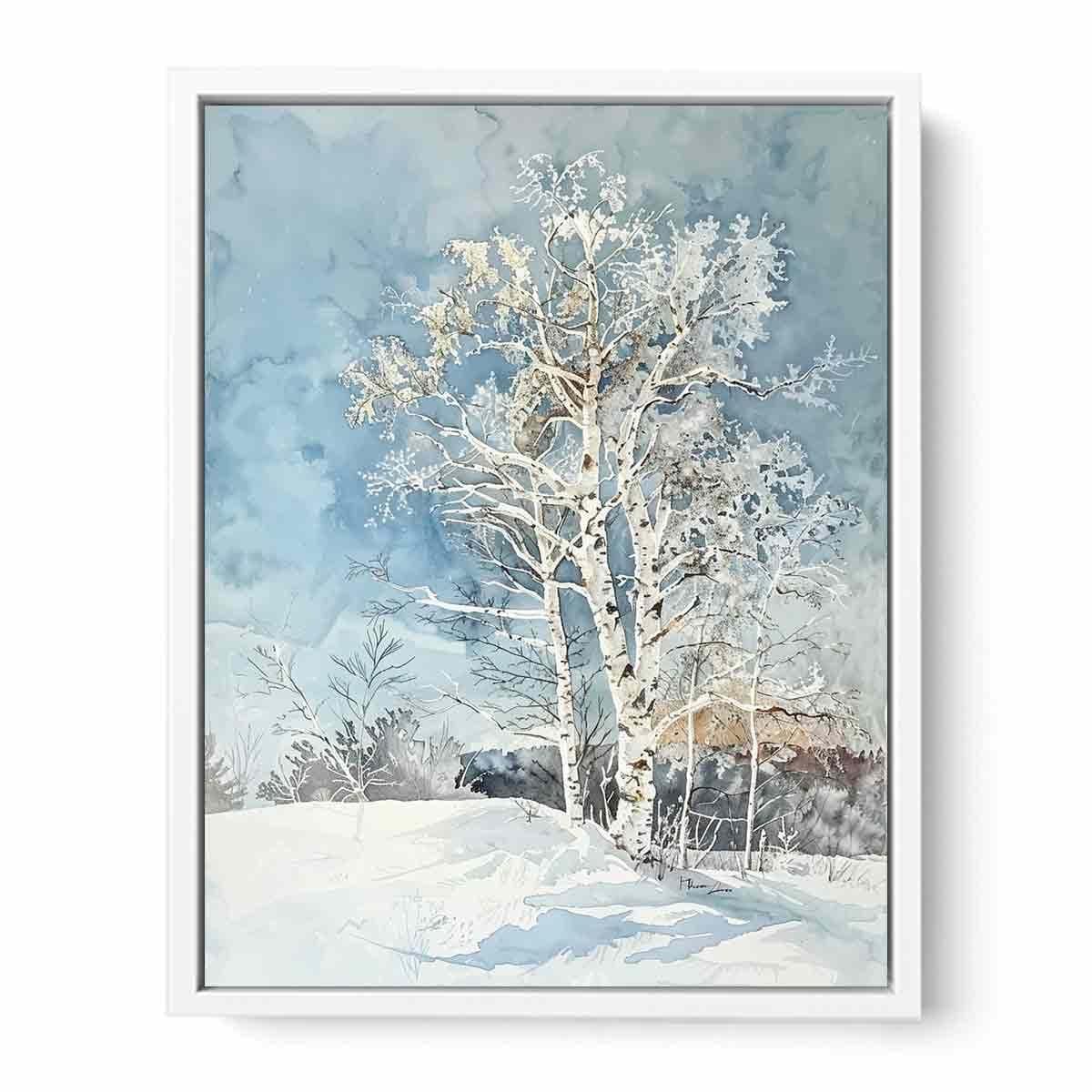 image-White Tree Snow Art Painting
