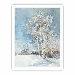 image-White Tree Snow Art Painting