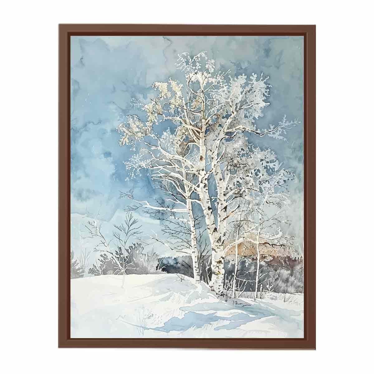 image-White Tree Snow Art Painting