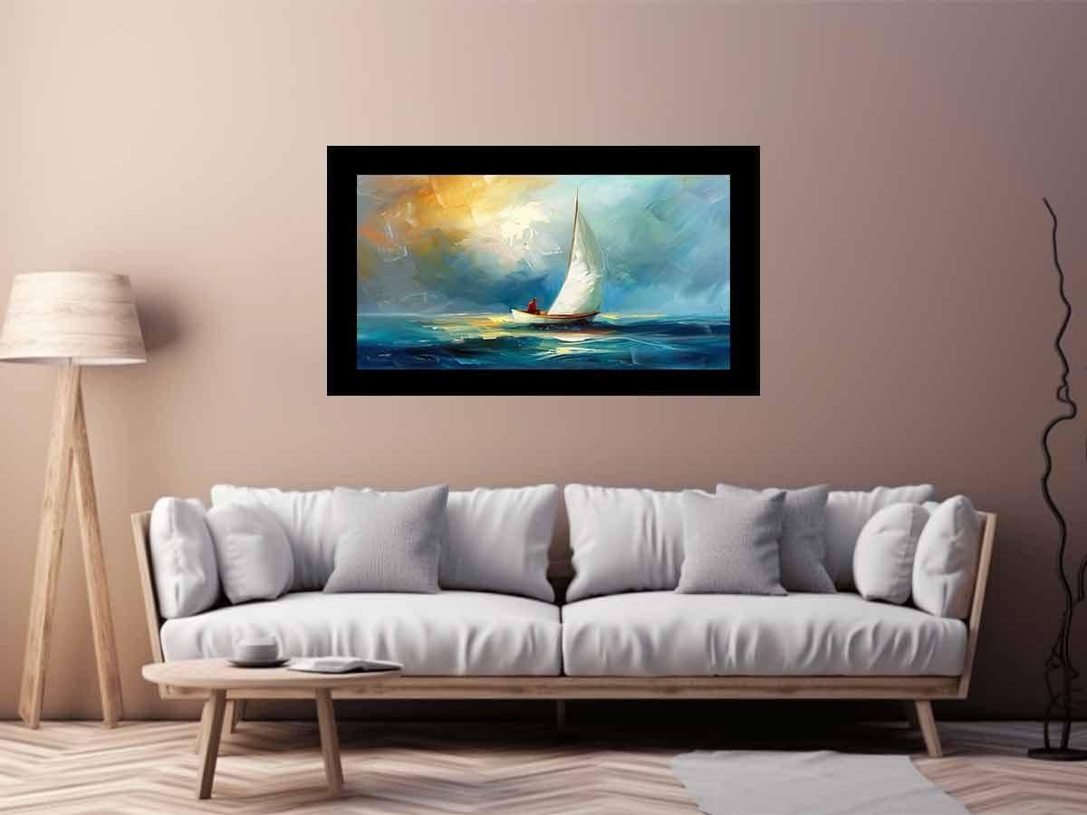 image-Boat at sea wall Art