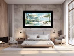 image-Beach House Watercolor Canvas Painting