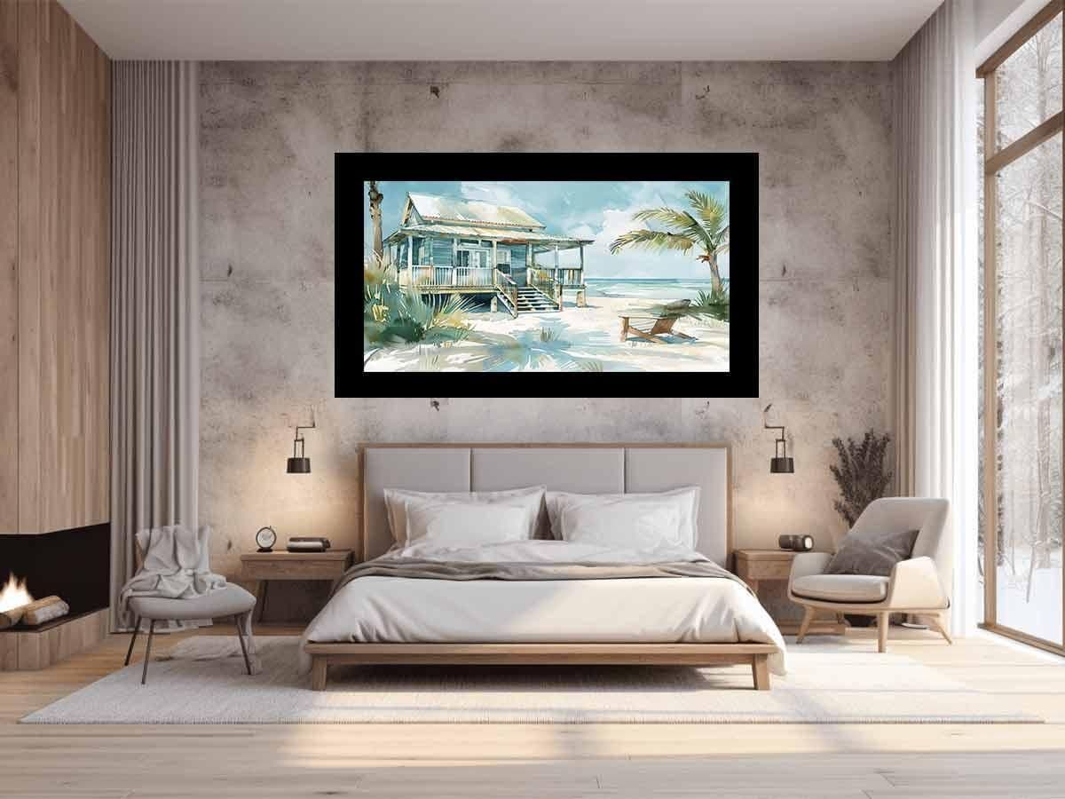 image-Beach House Watercolor Canvas Painting