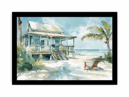 image-Beach House Watercolor Canvas Painting