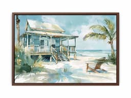 image-Beach House Watercolor Canvas Painting