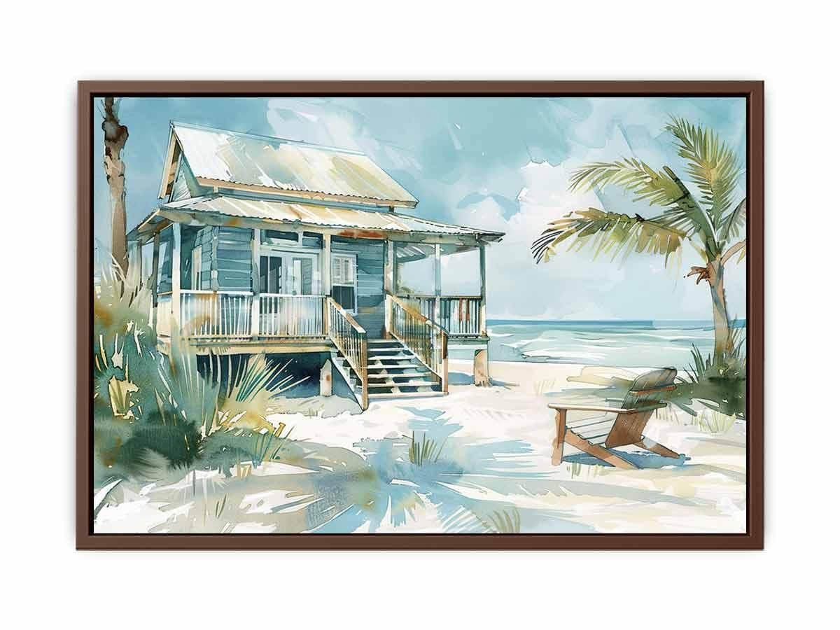 image-Beach House Watercolor Canvas Painting