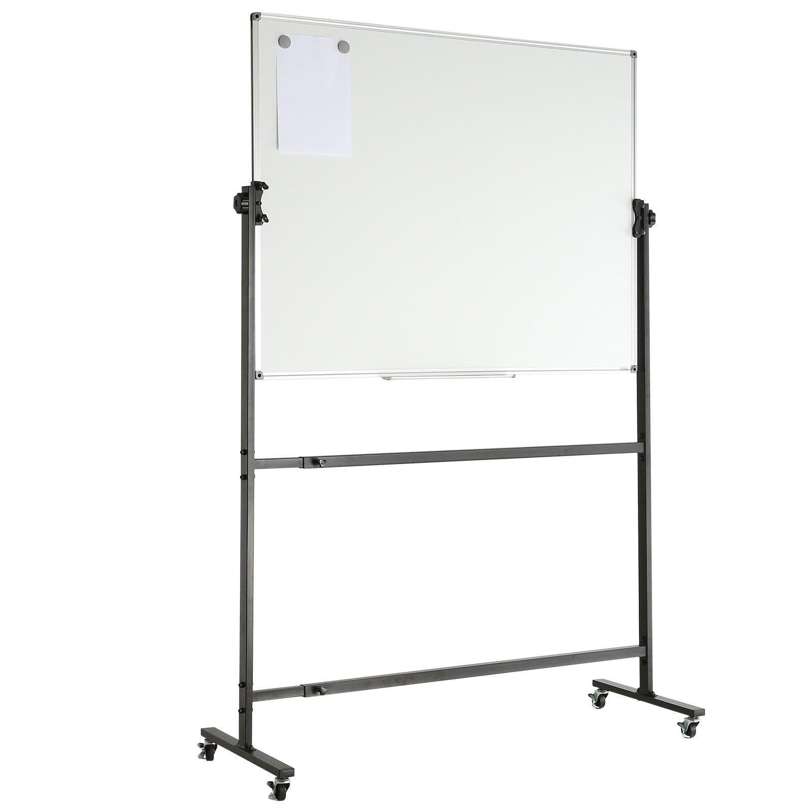 image-VEVOR Rolling Magnetic Whiteboard, Double-sided Mobile Whiteboard 48x36 Inches, Adjustable Height Dry Erase Board with Wheels, 1 Magnetic Erase & 3 Dry Erase Markers & Movable Tray for Office School