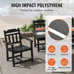 image-VEVOR 7 Pieces Patio Dining Set, Outdoor Rectangle Furniture Table and Chairs Set, All Weather Garden Furniture Table Sets, HIPS Patio Conversation Set, For Lawn, Deck, Backyard, Poolside, Black