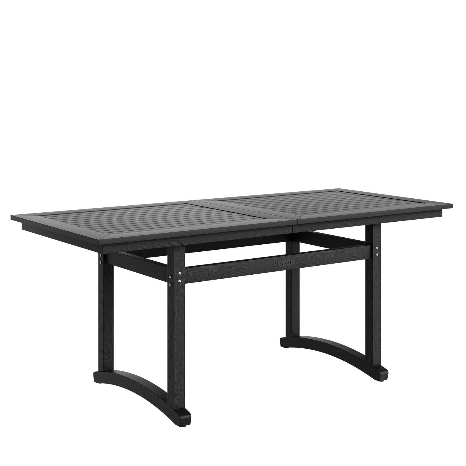 image-VEVOR 7 Pieces Patio Dining Set, Outdoor Rectangle Furniture Table and Chairs Set, All Weather Garden Furniture Table Sets, HIPS Patio Conversation Set, For Lawn, Deck, Backyard, Poolside, Black