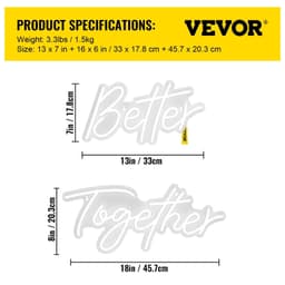 image-VEVOR Better Together Neon Sign, 13" x 7" +18" x 8" Warm White LED lights Sign, Adjustable Brightness with Remote Control, Used for Home, Party, Wedding, and Bar Decoration (Power Adapter Included