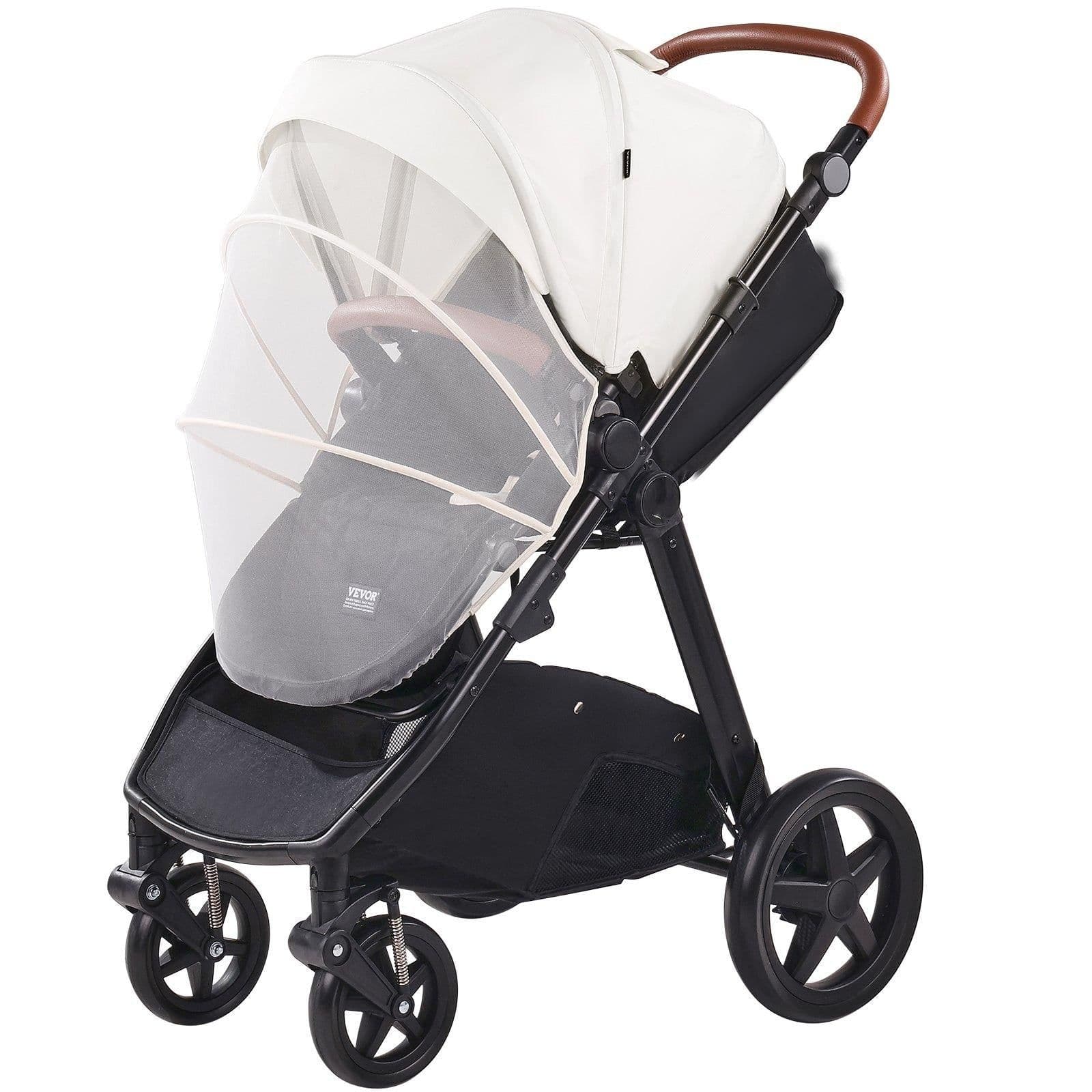 image-VEVOR Travel System Stroller with Infant Bassinet, 2-in-1 Baby Cradle Stroller Combo, Reversible Seat, Easy One-button Folding, EVA Tires with Brake Aluminum Stroller Carseat Combo Set (White)