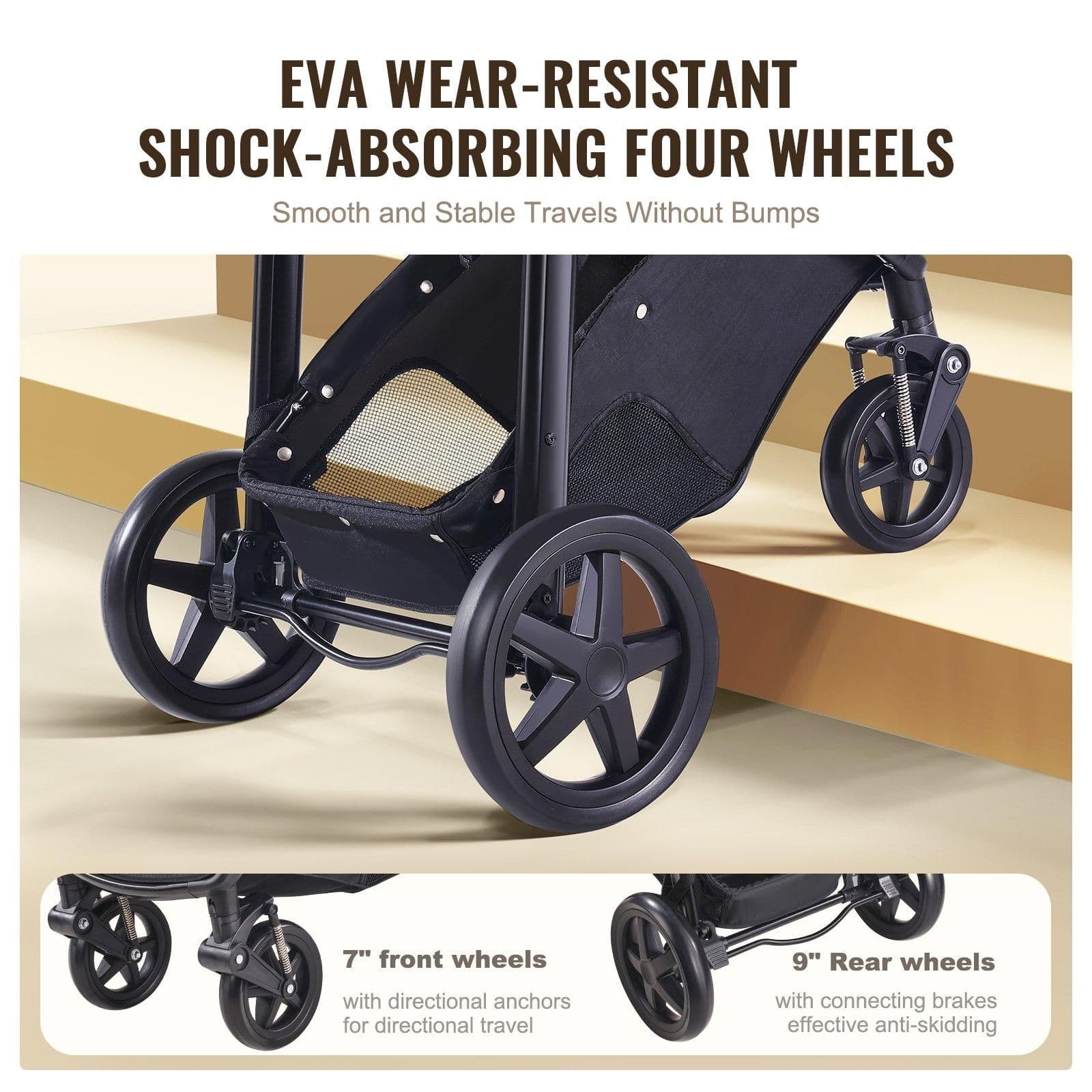 image-VEVOR Travel System Stroller with Infant Bassinet, 2-in-1 Baby Cradle Stroller Combo, Reversible Seat, Easy One-button Folding, EVA Tires with Brake Aluminum Stroller Carseat Combo Set (White)
