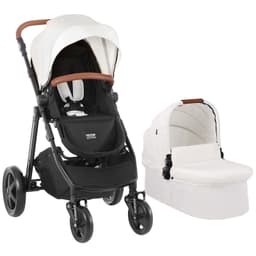 image-VEVOR Travel System Stroller with Infant Bassinet, 2-in-1 Baby Cradle Stroller Combo, Reversible Seat, Easy One-button Folding, EVA Tires with Brake Aluminum Stroller Carseat Combo Set (White)